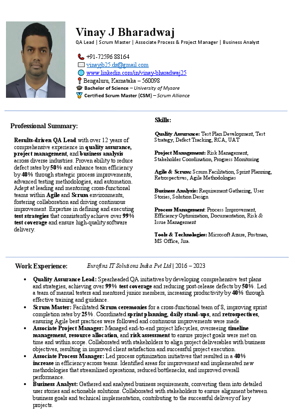 Vinay J Bharadwaj - QA Lead - Immediate Joiner.pdf