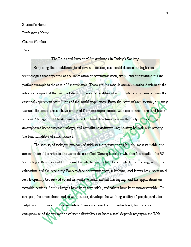 MLA Format - The Roles and Impact of Smartphones in Today’s Society.pdf