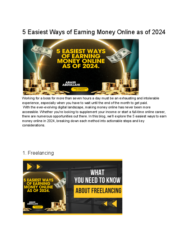 5 Easiest Ways of Earning Money Online as of 2024 blog .pdf