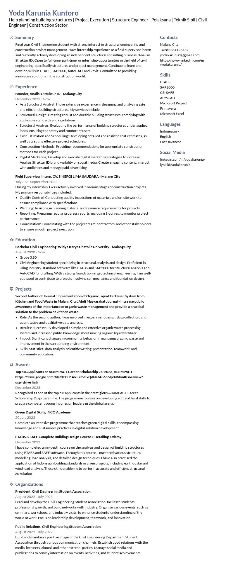 CV Yoda Karunia Kuntoro - Structure Engineer.pdf