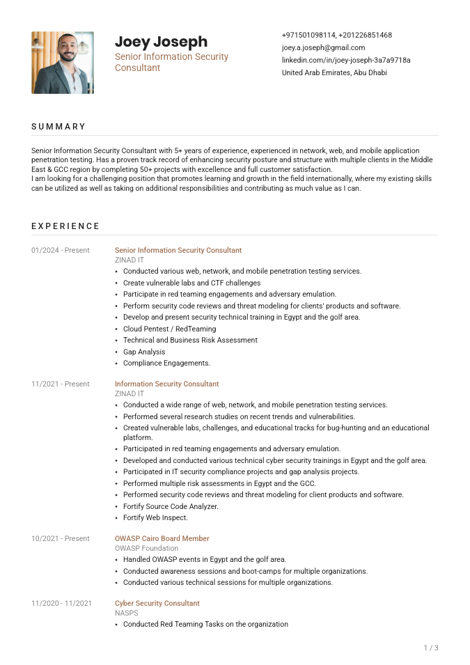 Joey Joseph - Senior Information Security Consultant - Resume.pdf