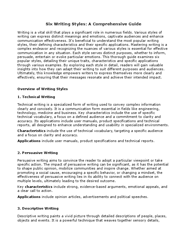 6 Writing Styles   A Comprehensive Guide -article sample.pdf