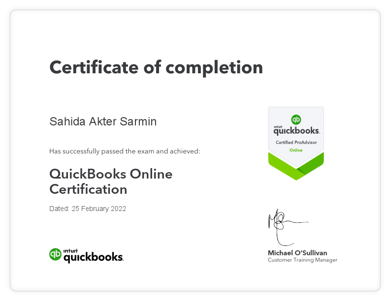 QuickbooksOnlineCertification - Sahida Akter Sarmin.pdf