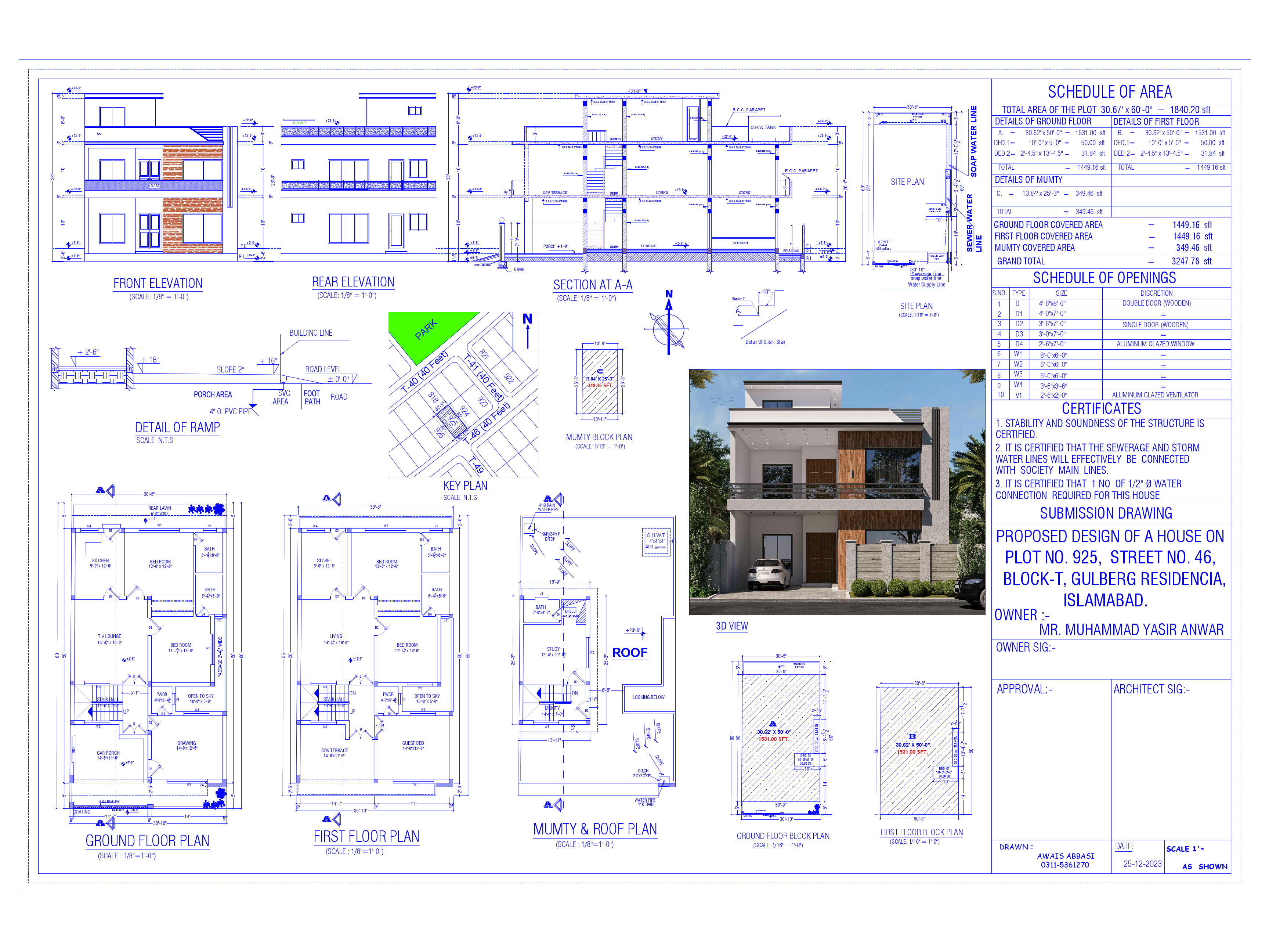 30'-60' (Sub) (GULBERG) PLOT NO. 925 STREET NO. 46, BLOCK-T MR. MUAHAMMAD YASIR ANWAR  25-12-2023 ARCH.pdf