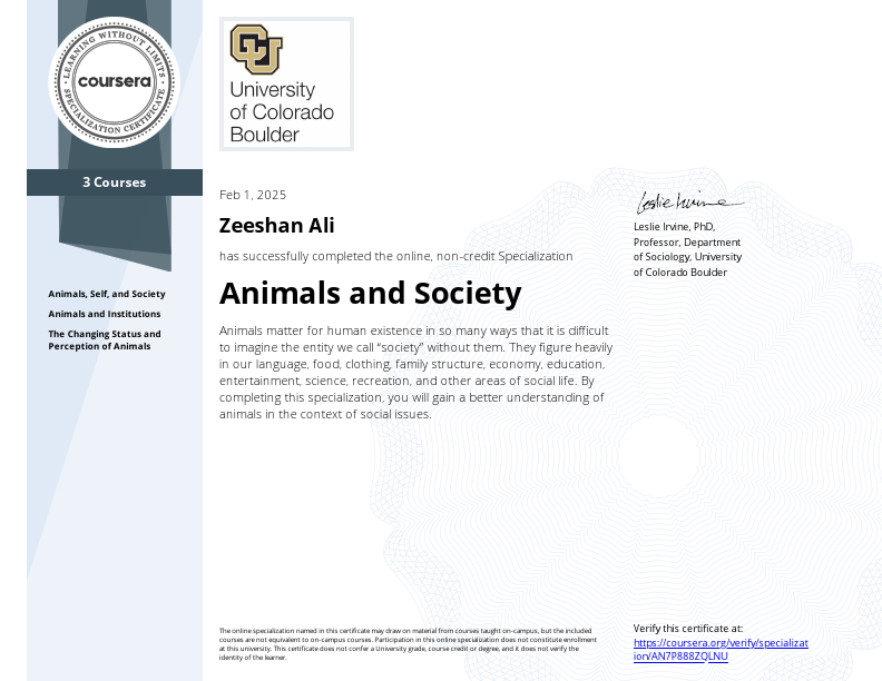 University Of Colorado Boulder Animal Certificates Zeeshan.pdf