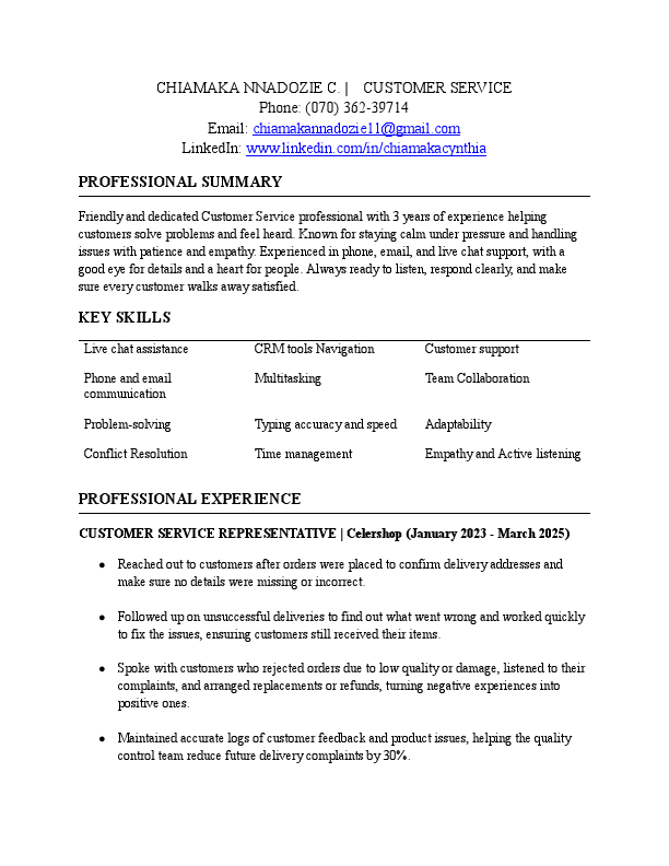 Customer Service_ Chiamaka Nnadozie.pdf