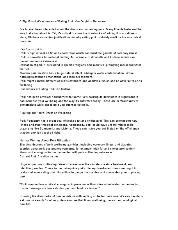 6 Significant Weaknesses of Eating Pork You Ought to Be aware.PDF