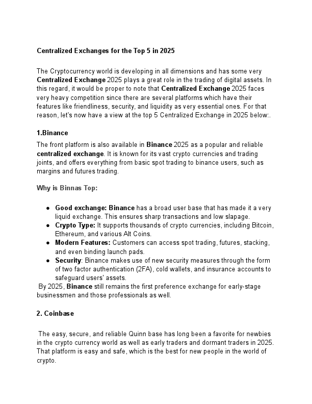 Centralized Exchanges for the Top 5 in 2025.pdf