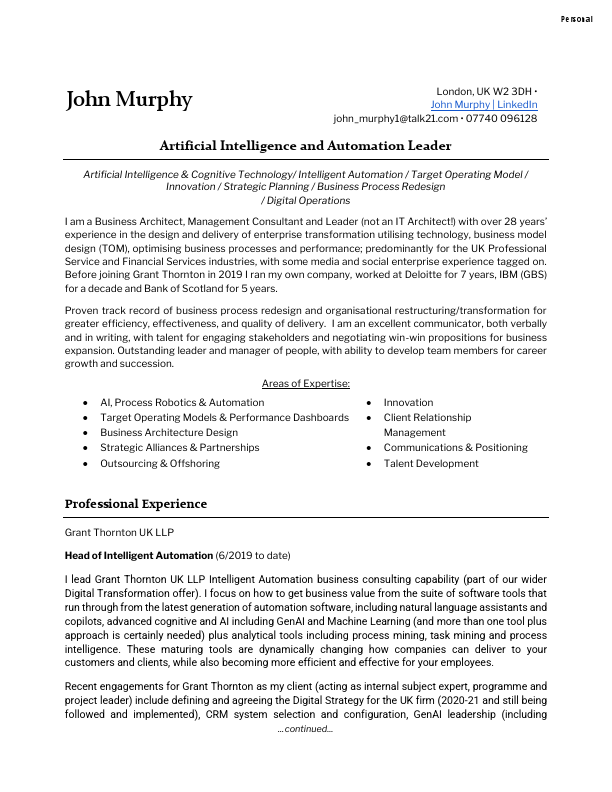Artificial Intelligence and Automation Leader - John J Murphy - March 2024.pdf