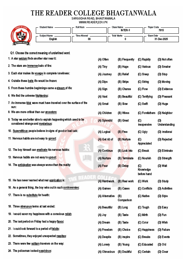ENG Inter II Question Bank 2025 - PTS (2).pdf