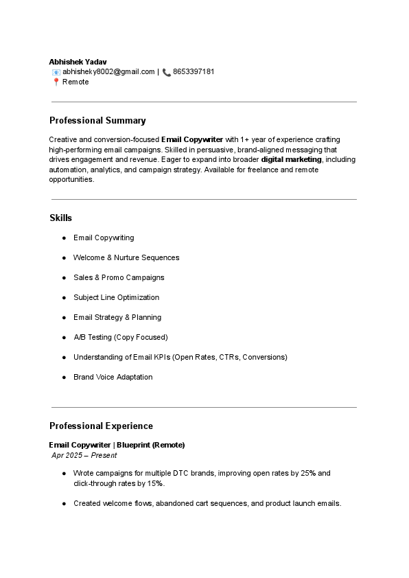 Abhishek Yadav(email Copywriter resume).pdf