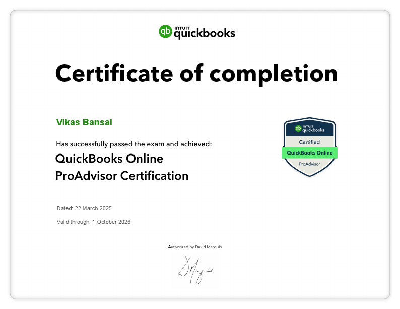 QuickBooksOnlineCertification - Vikas Bansal.pdf