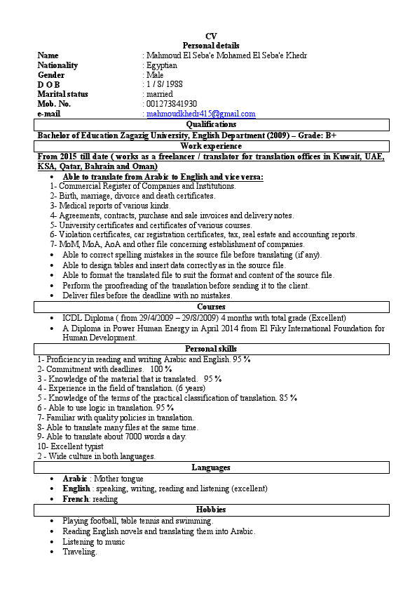 C.V  Mahmoud Khedr Translator.pdf