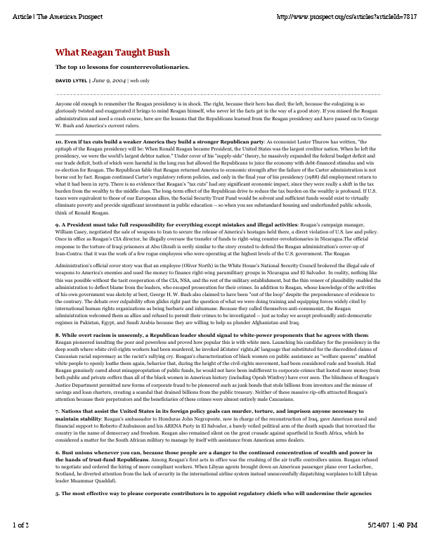 Lytel American Prospect Reagan Taught Bush American Prospect article.pdf