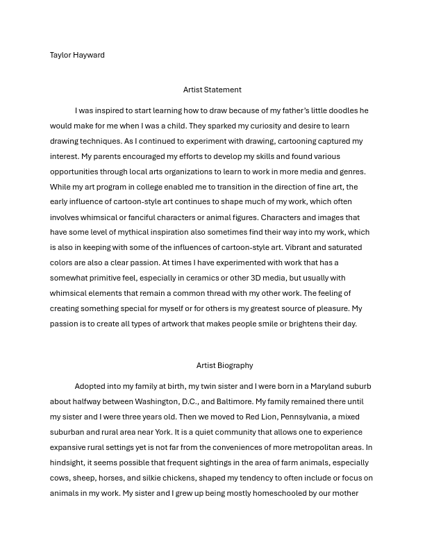 Taylor Hayward Artist Statement and Bio - Final.pdf