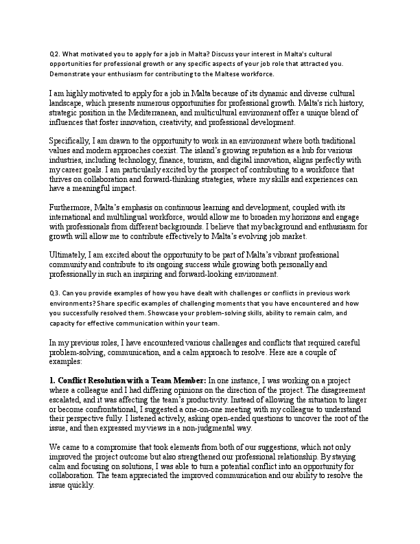 Question and Answer for Visa in Malta.pdf