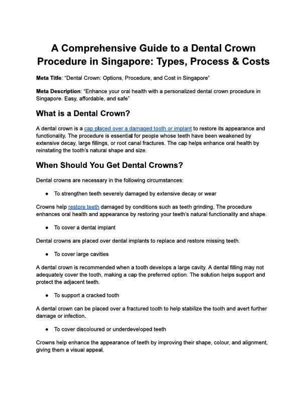 A Comprehensive Guide to a Dental Crown Procedure in Singapore - Types, Process & Costs.pdf