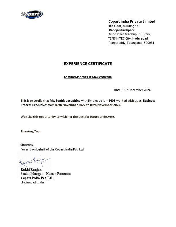 Experience Letter - Sophia Josephine.pdf