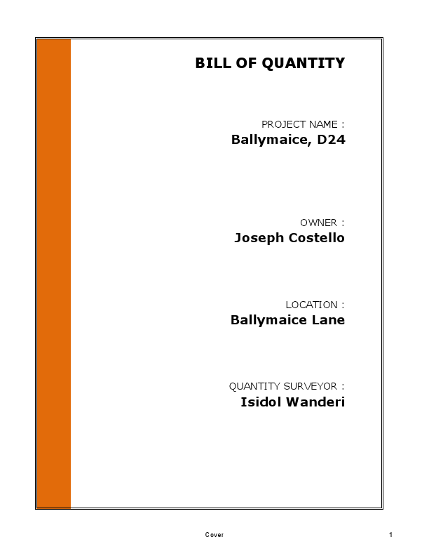 Joe Costello Ballymaice D24 - BOQ (Cost Plan).pdf