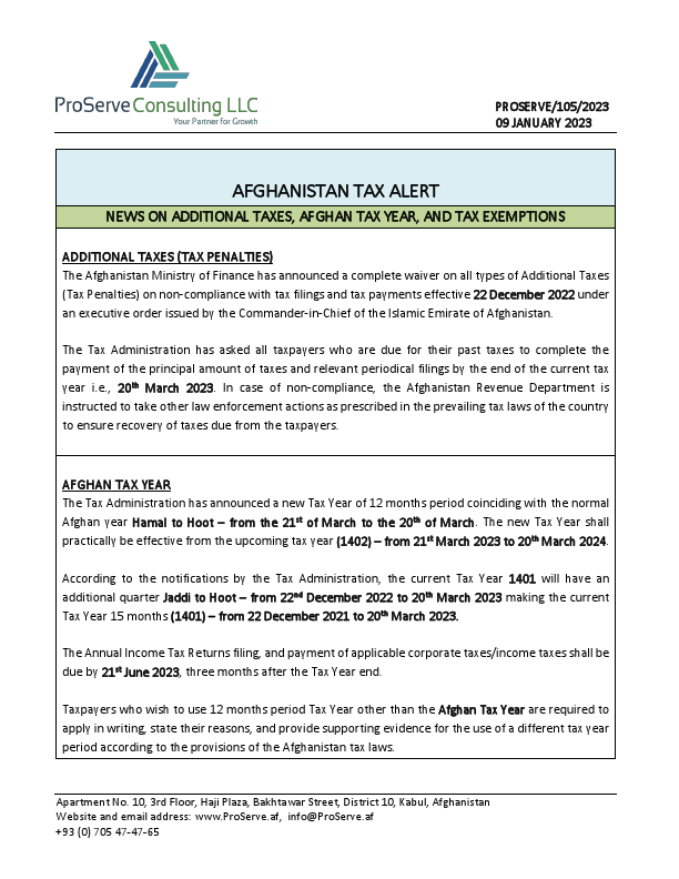 AFGHANISTAN TAX ALERT - PROSERVE - NEWS - 09-JAN-2023.pdf