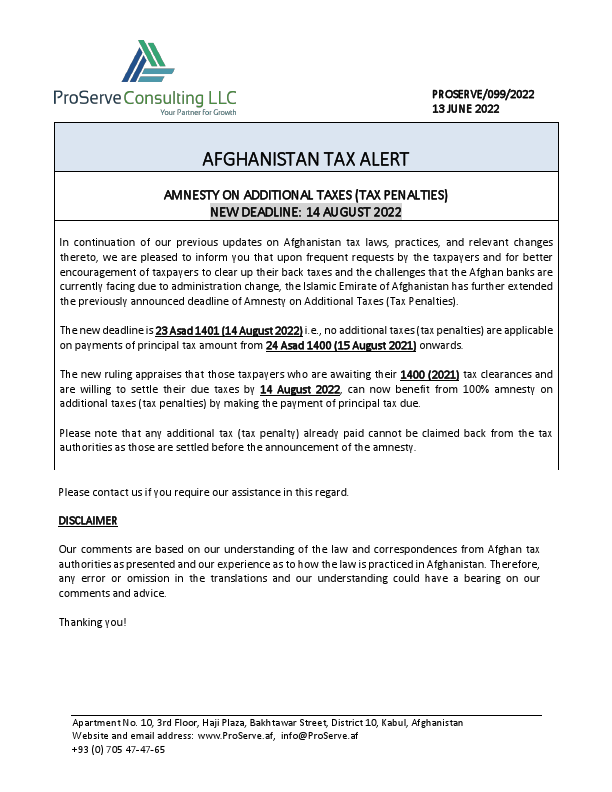 AFGHANISTAN TAX ALERT - AMNESTY ON ADDITIONAL TAXES - 13 June 2022.pdf