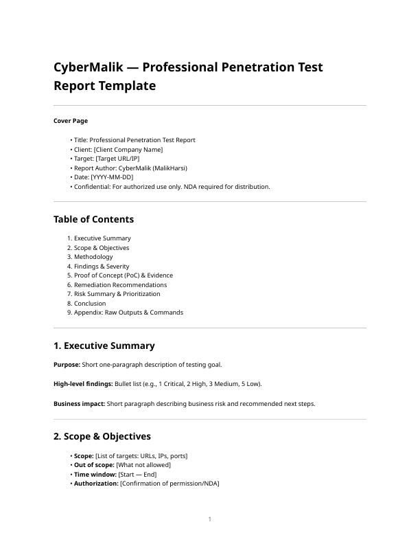 Cyber Malik - Pentest Report Template & Sample.pdf