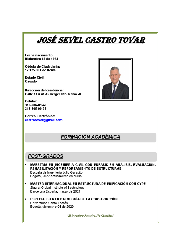 Hoja de Vida Ing. José  Sevel Castro Tovar.pdf