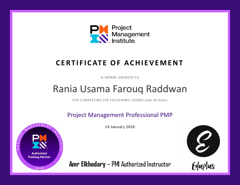Rania Usama Farouq Raddwan - PMI PMP Attendance Certificate.pdf