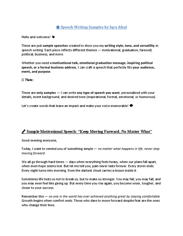 speech writing samples by iqra afzal.pdf