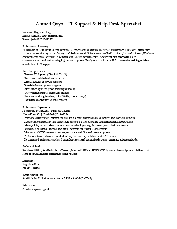 Ahmed_Qays_It help desk_CV.pdf