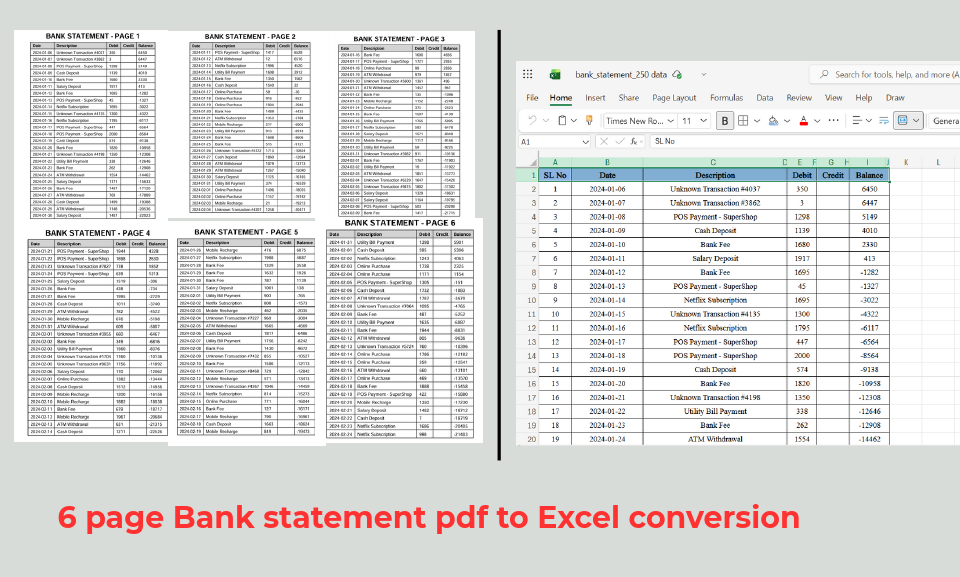 6 page Bank statement pdf to Excel conversion.pdf
