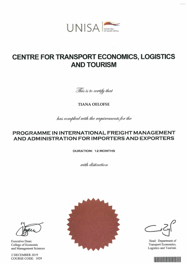 UNISA - INTERNATIONAL FREIGHT MANAGEMENT IN IMPORT & EXPORT- Programme.pdf