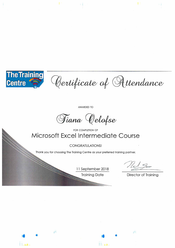 TRAINING CENTER - Excel Intermediate Course - Certificate.pdf