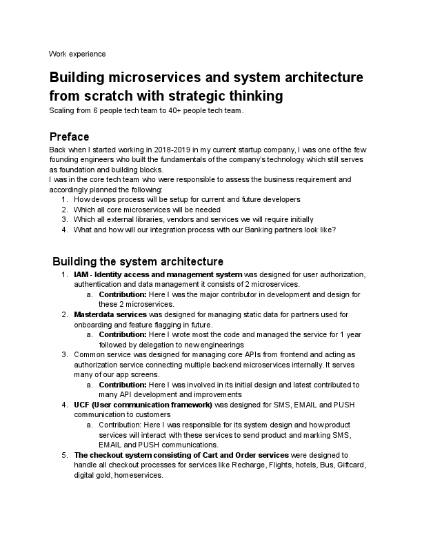 Work experience - System design and architecutre.pdf