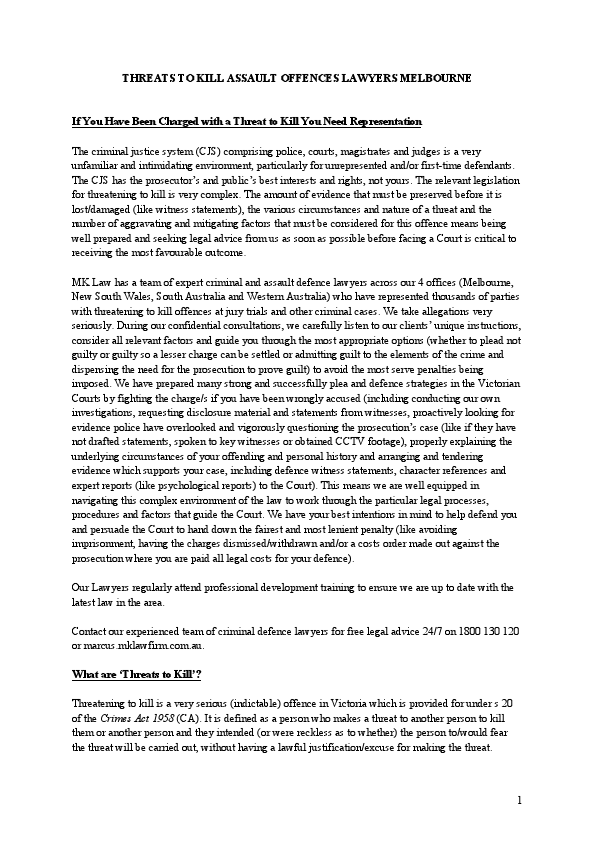 Threats to Kill Assault Offence Lawyers Melbourne - Overview for Website.pdf