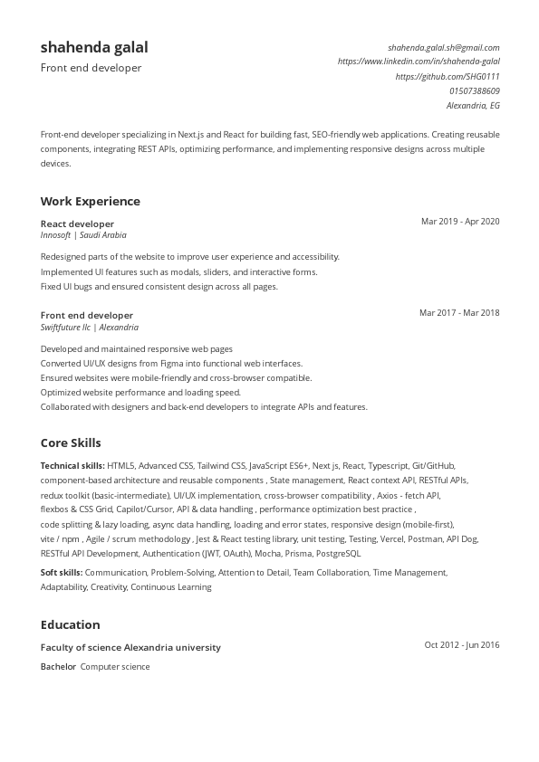 shahenda galal - Front end developer Resume.pdf