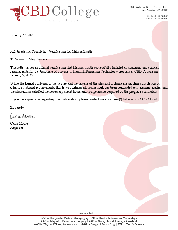 Letter of Completion - Melissa Smith, HIT.pdf