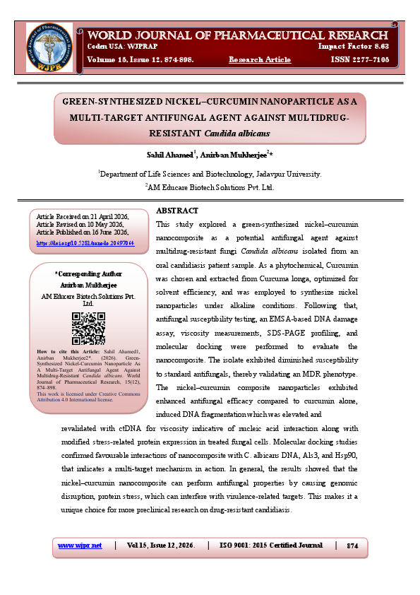 Green synthesized nickel curcumin nanoparticle as a Multi target antifungal agent against MDR C. albicans.pdf