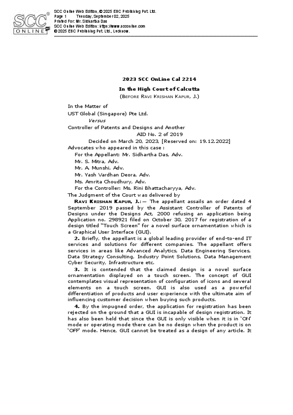 UST Global (Singapore) Pte Ltd.  Versus  Controller of Patents and Designs and Another.pdf