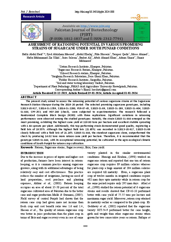 (2024a) ASSESSMENT OF RATOONING POTENTIAL IN VARIOUS PROMISING.pdf