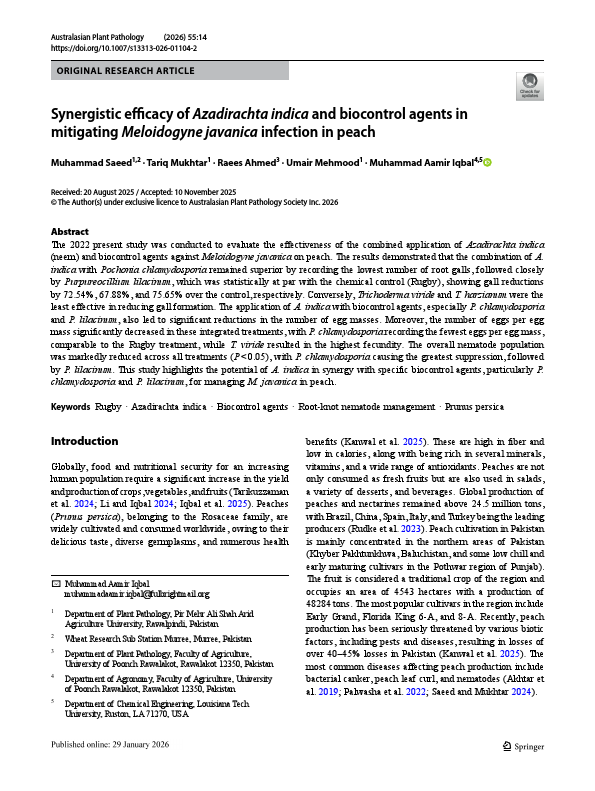 (2026) Synergistic efficacy of Azadirachta indica and biocontrol agents in.pdf