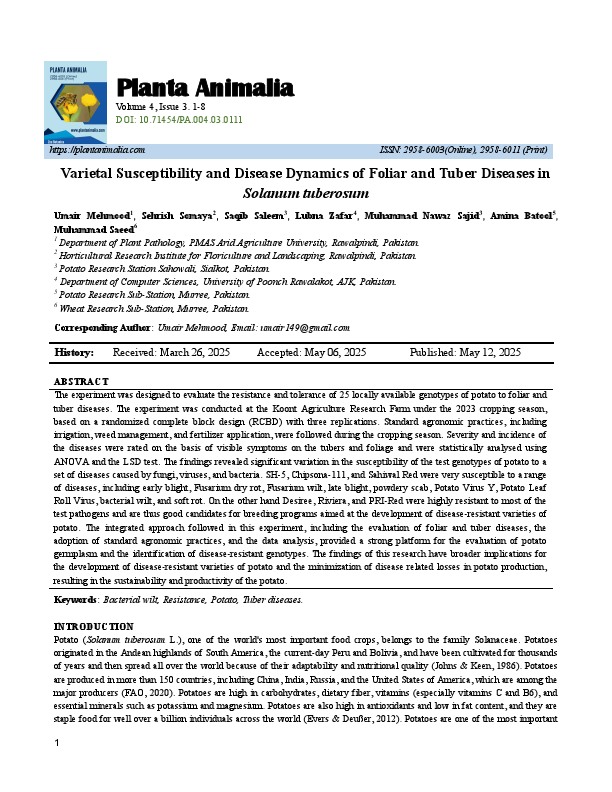 (2025) Varietal Susceptibility and Disease Dynamics of Foliar and Tuber Diseases in.pdf