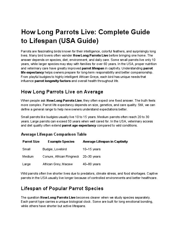 How Long Parrots Live_ Complete Guide to Parrot Lifespan (USA Guide).pdf