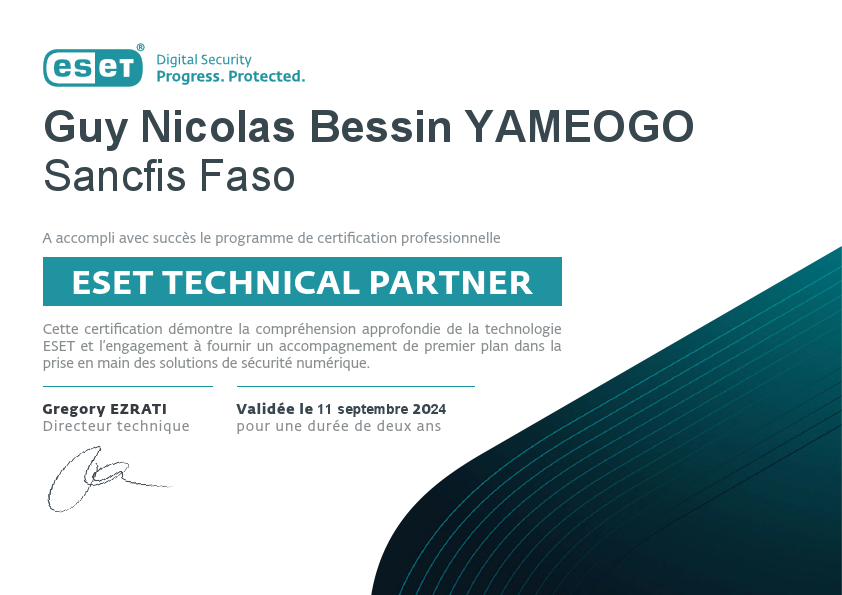 20240911_BB534_Sancfis _Faso_Guy_Nicolas_Bessin_YAMEOGO_Certification_ESET_Technical_Partner_2024.pdf