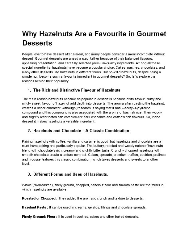 Why Hazelnuts Are a Favourite in Gourmet Desserts.pdf