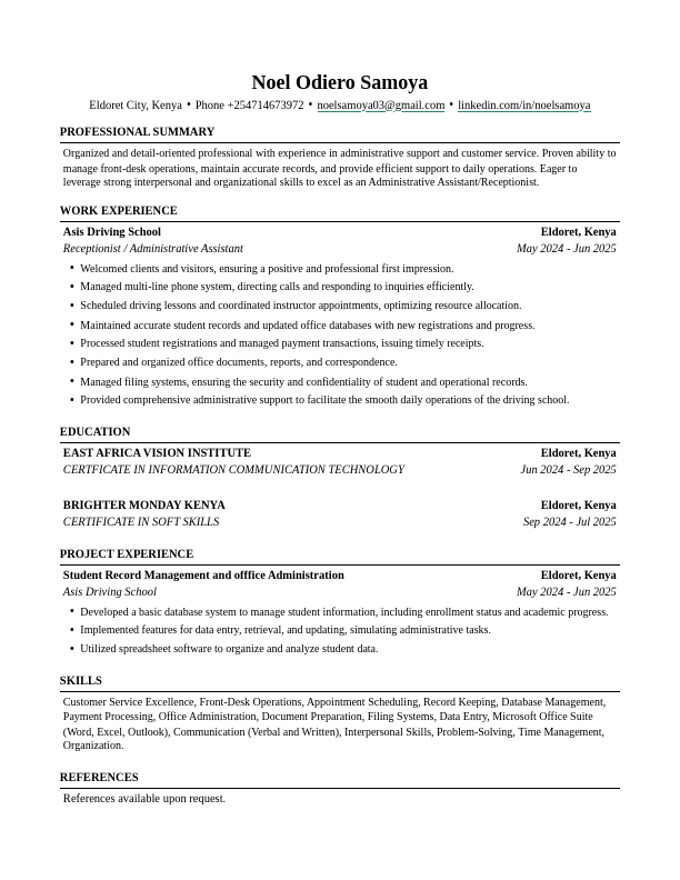 CV - Noel Odiero Samoya - August 2026.pdf