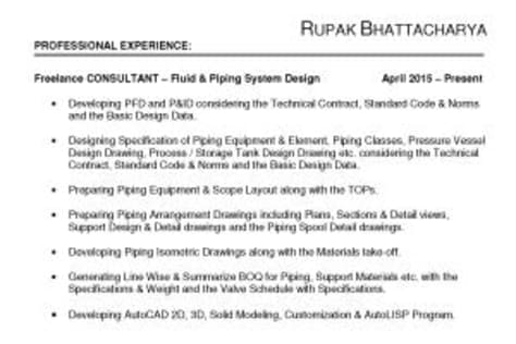 Rupak's Experience Details