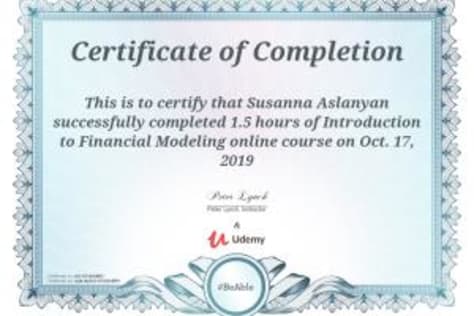 Financial Modeling - Certificate of Completion