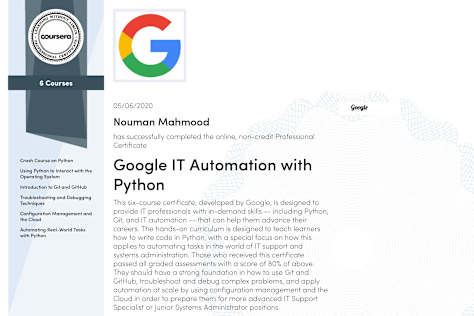 Google IT Automation with Python Certificate