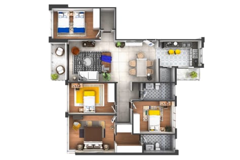 3D Floor Plans-Apartment in UAE _